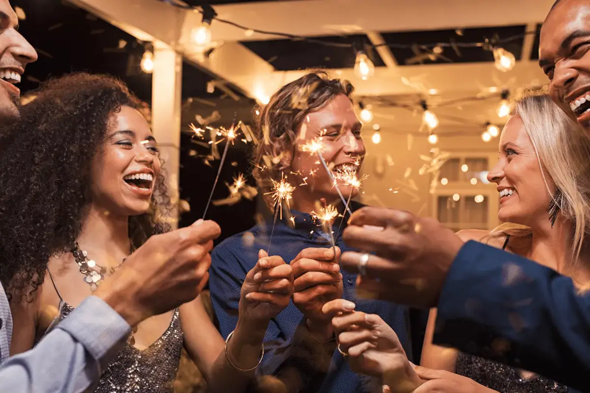 Young friends having fun on new years eve